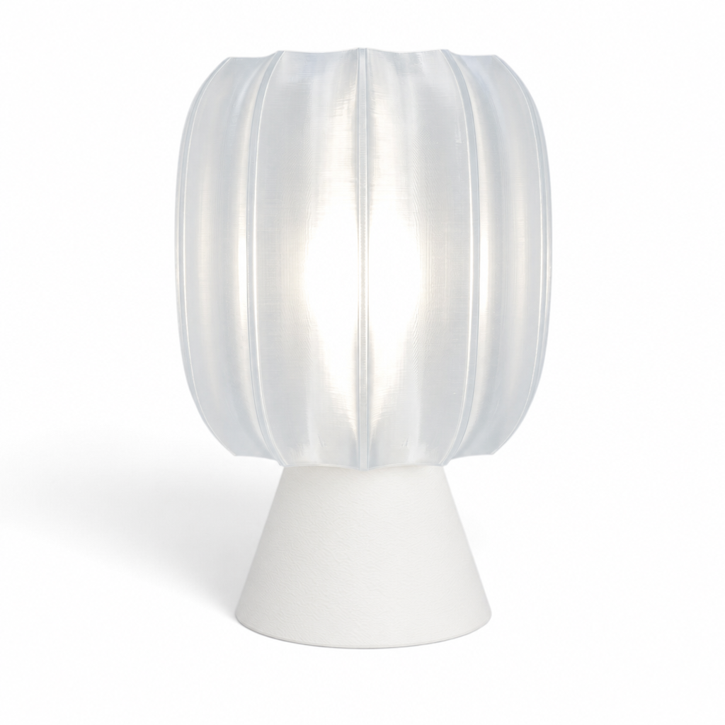 Paralex Mid Century Lamp - White base, Lunar Clear Frost shade