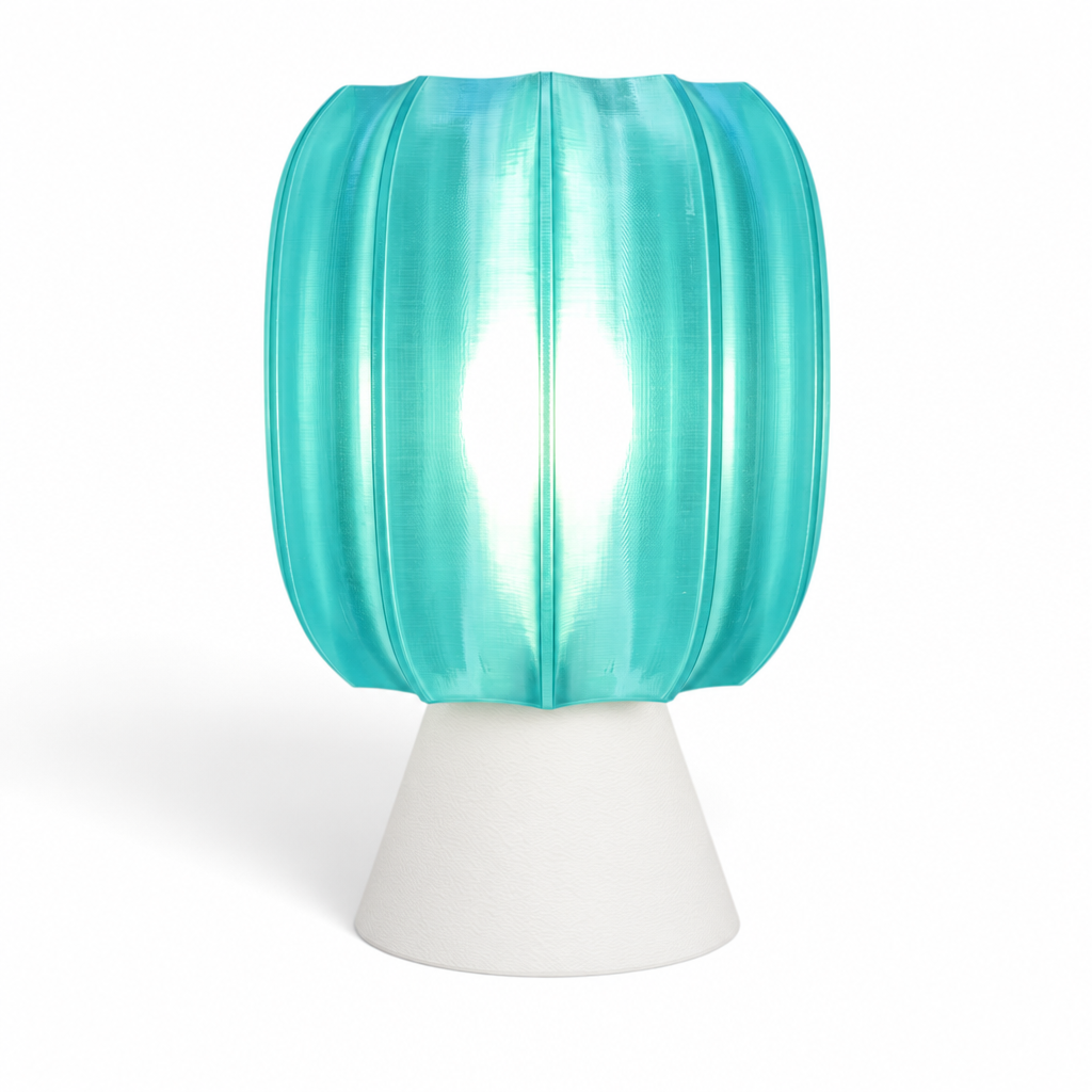 Paralex Mid Century Lamp - White base, Astro Aqua shade