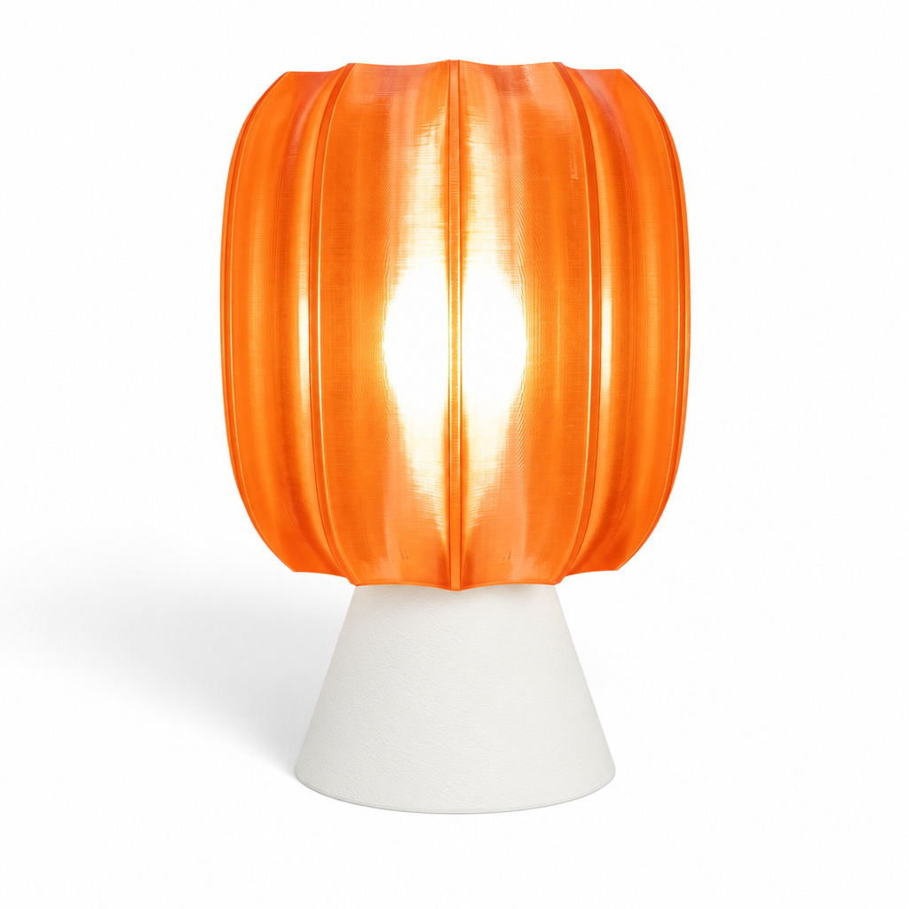 Paralex Mid Century Lamp - White base, Supernova Orange shade