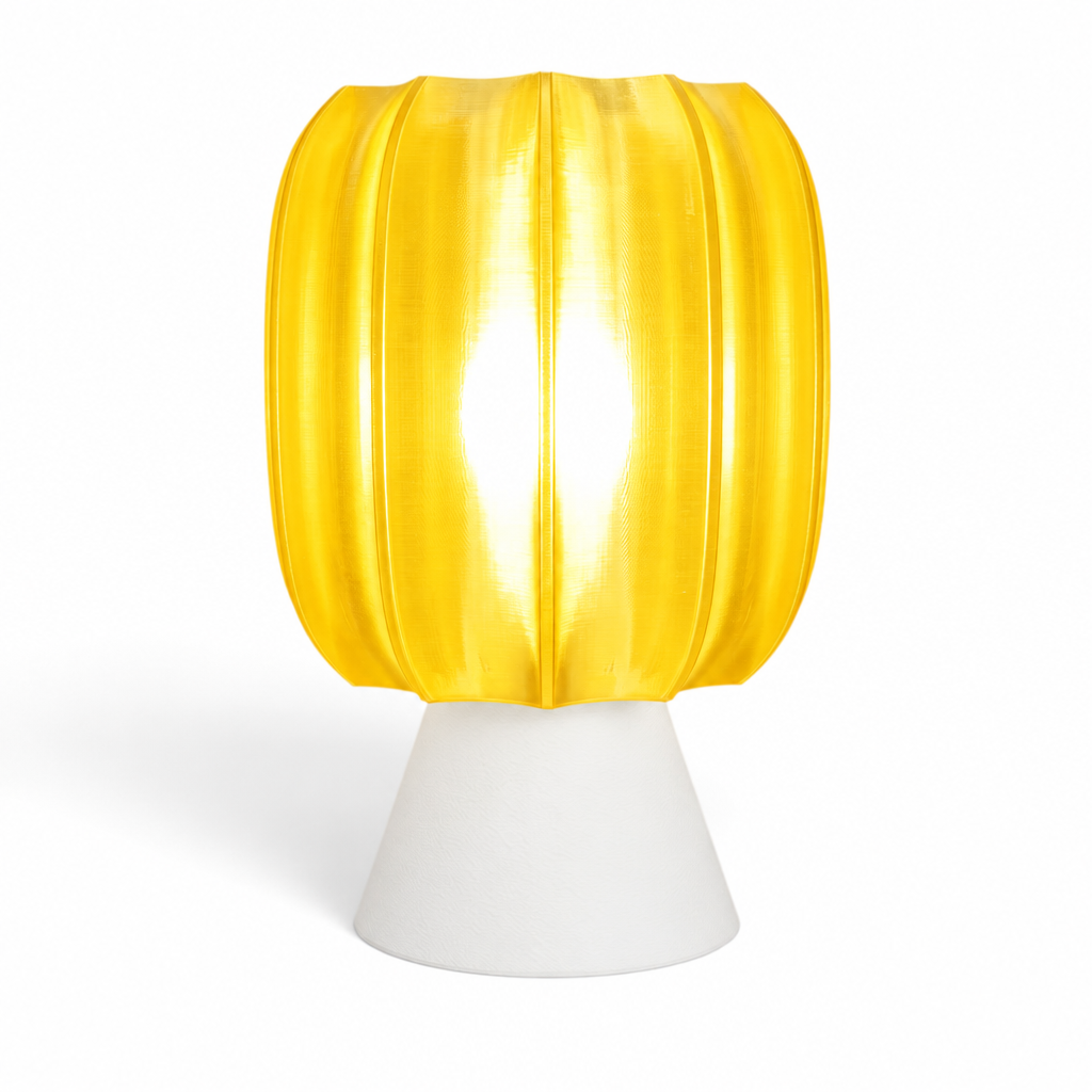 Paralex Mid Century Lamp - White base, Solar Flare Yellow shade