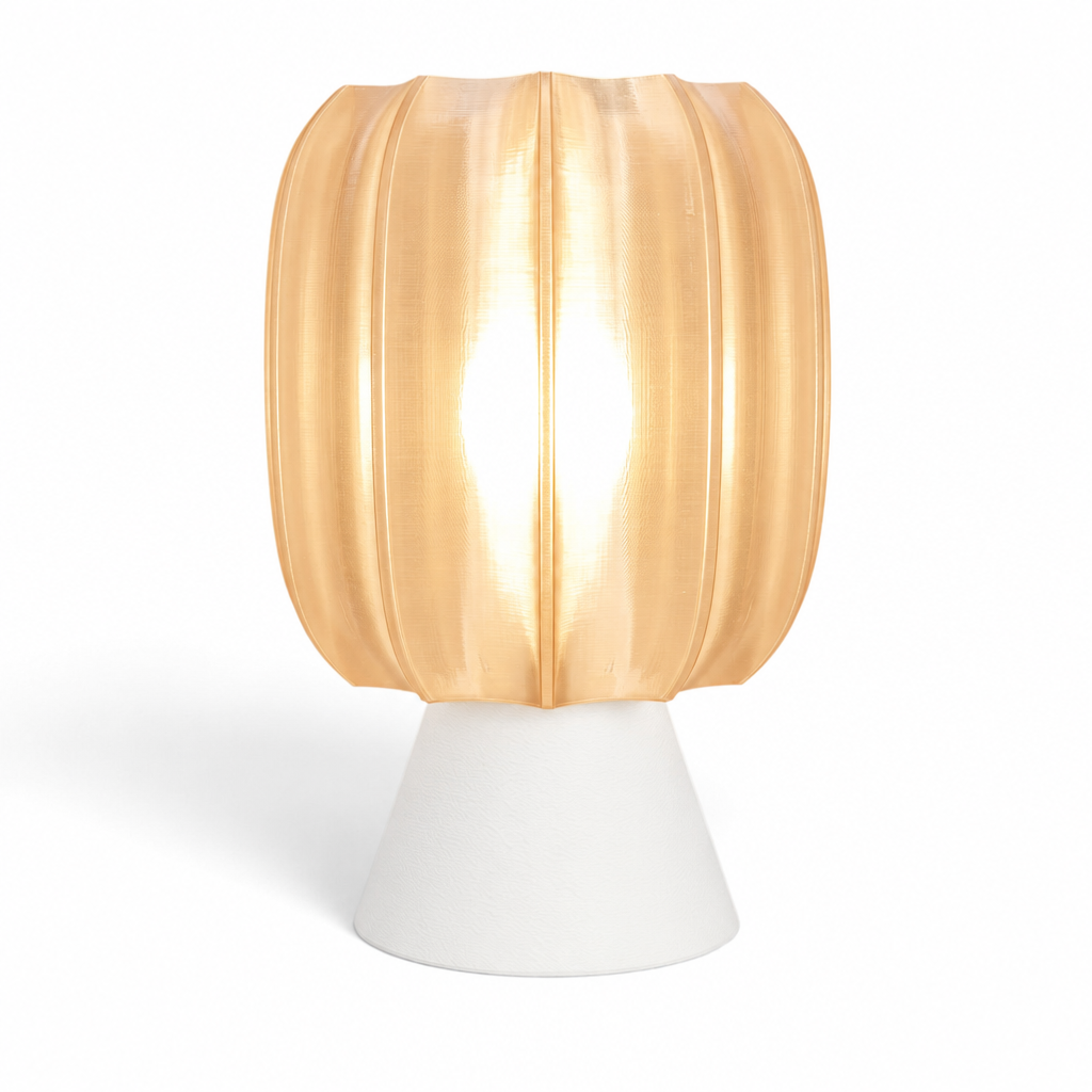 Paralex Mid Century Lamp - White base, Stardust Champagne shade