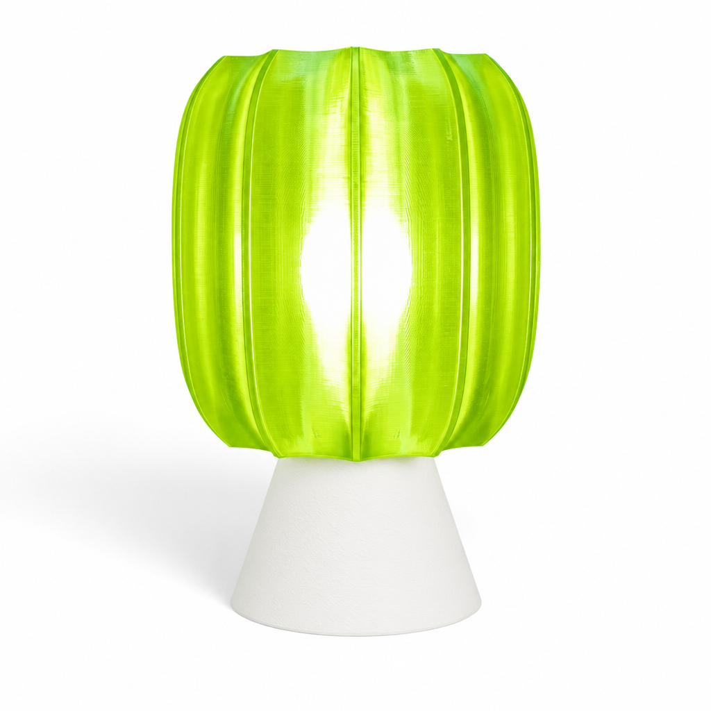 Paralex Mid Century Lamp - White base, Radioactive Lime shade