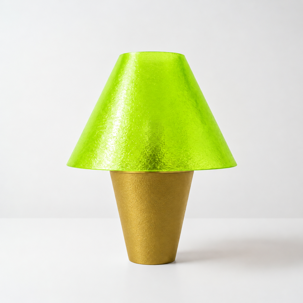 Zephyrome Lamp - Gold base, Radioactive Lime shade