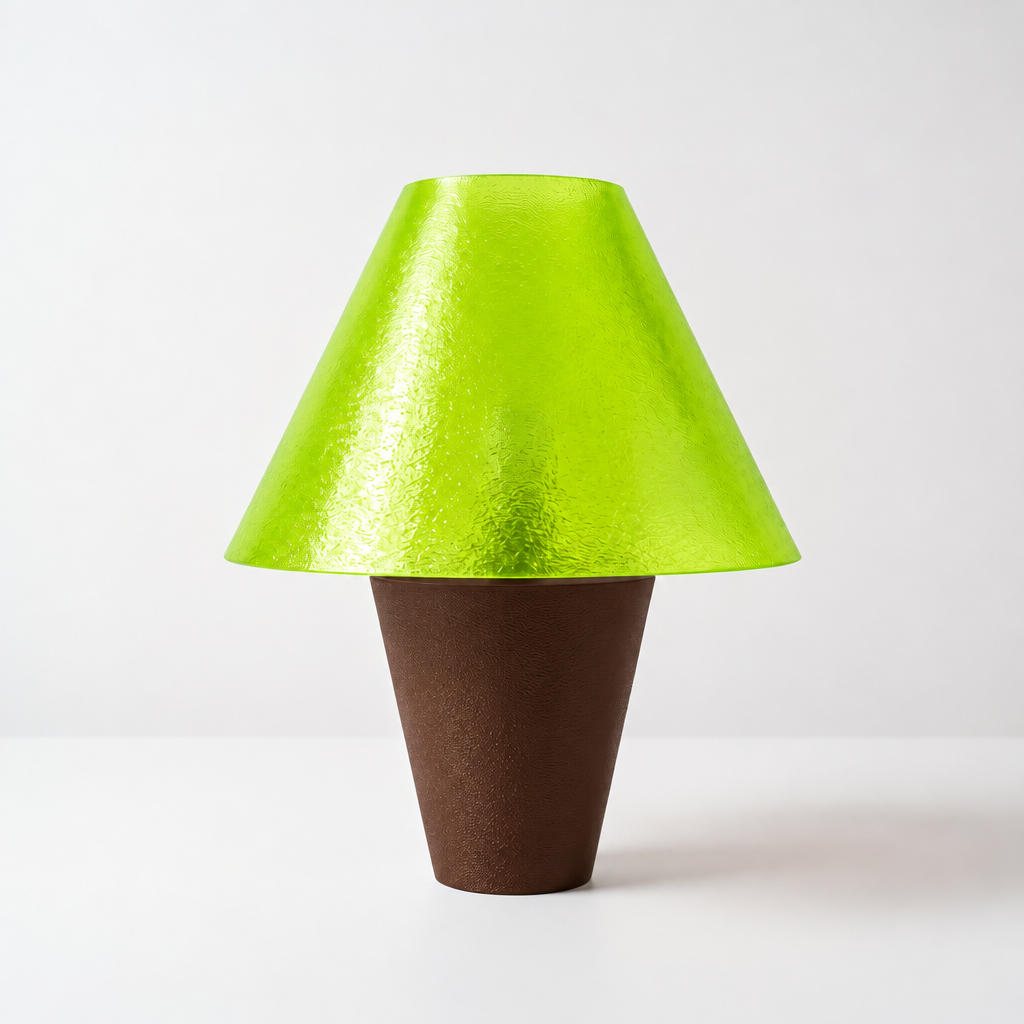 Zephyrome Lamp - Dark Brown base, Radioactive Lime shade