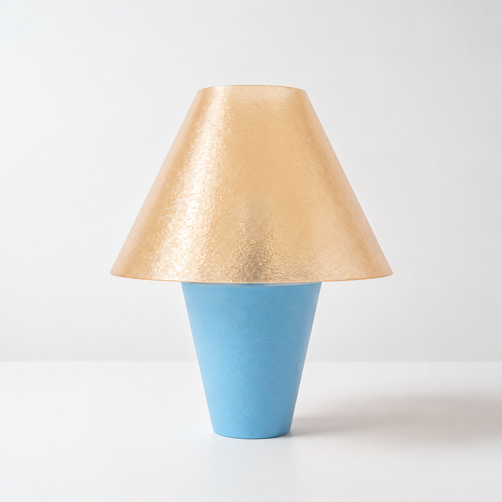 Zephyrome Lamp - Light Blue base, Stardust Champagne shade