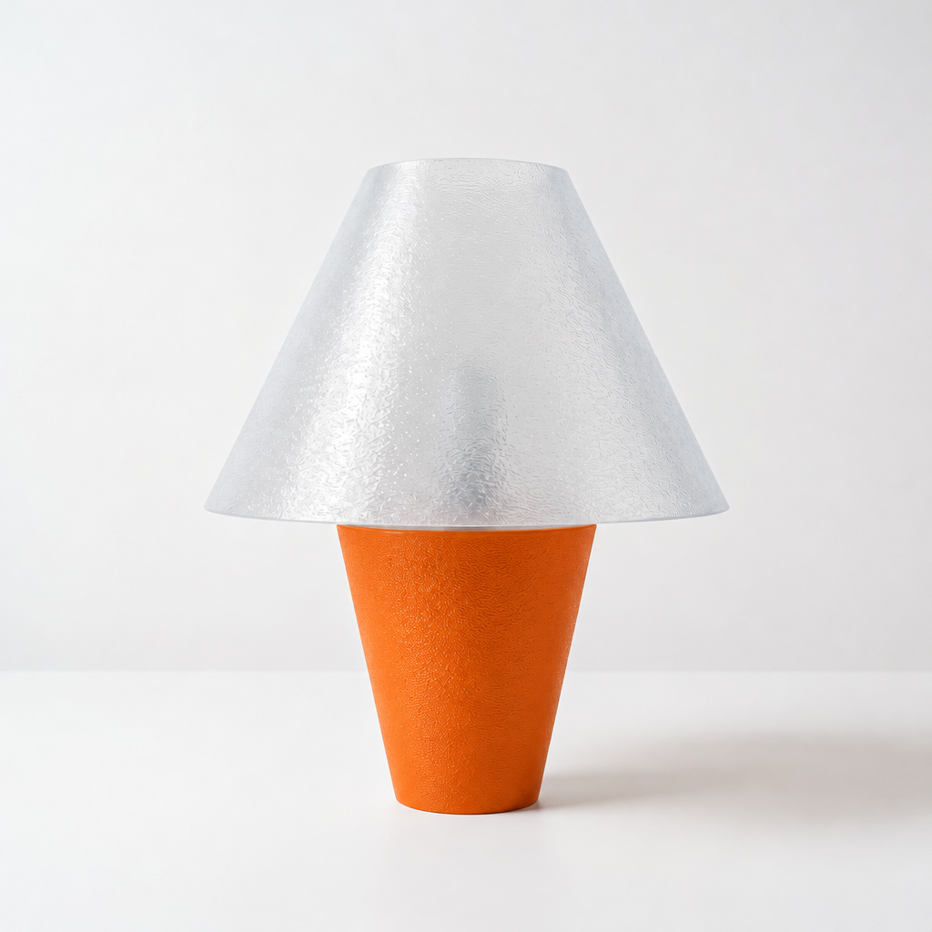 Zephyrome Lamp - Orange base, Lunar Clear Frost shade