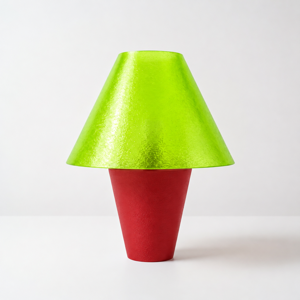 Zephyrome Lamp - Red base, Radioactive Lime shade