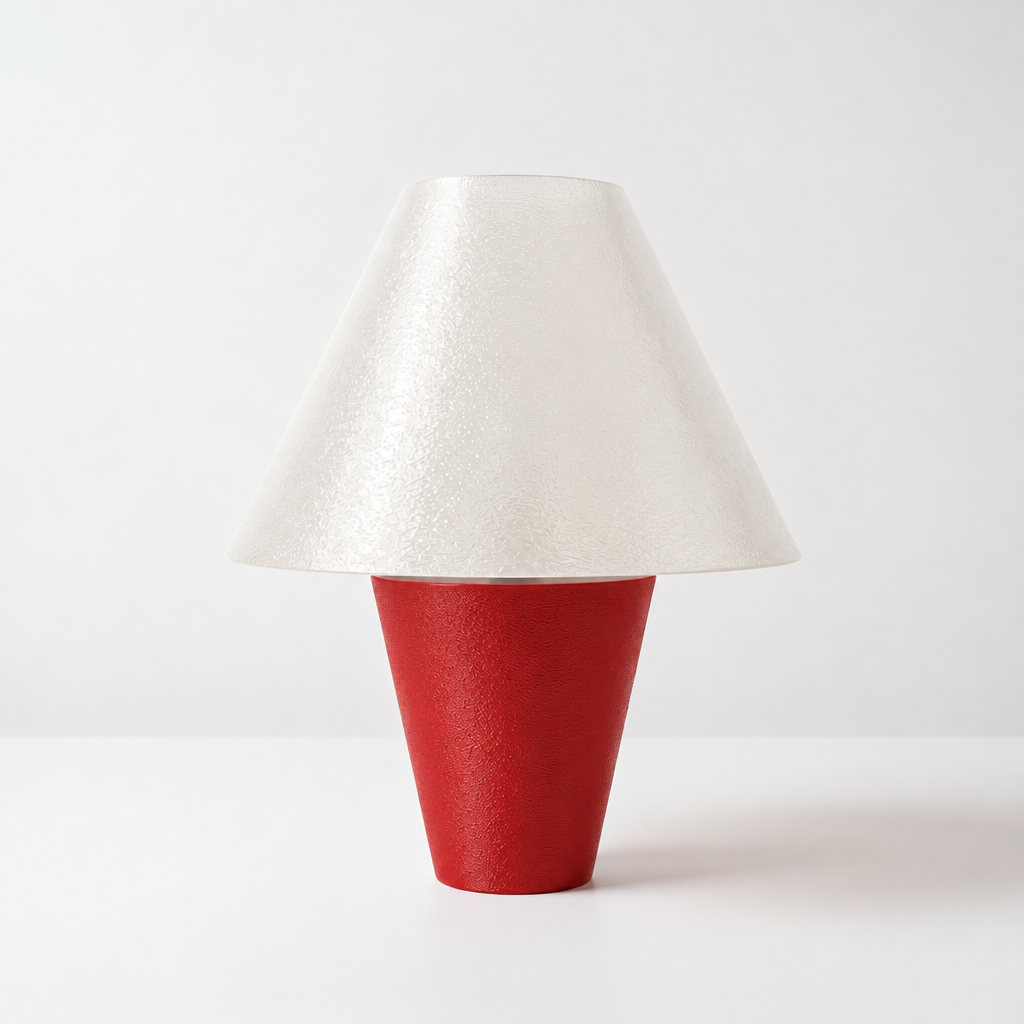 Zephyrome Lamp - Red base, White shade