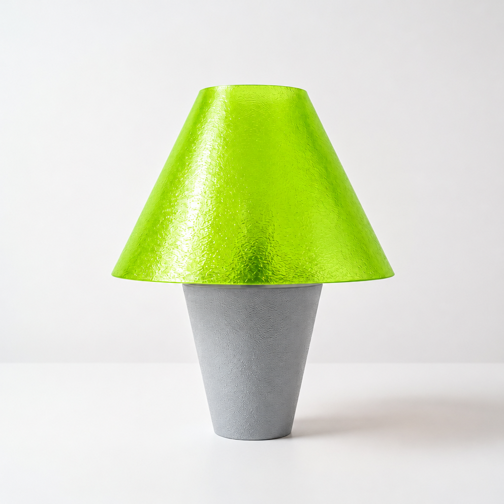Zephyrome Lamp - Silver base, Radioactive Lime shade