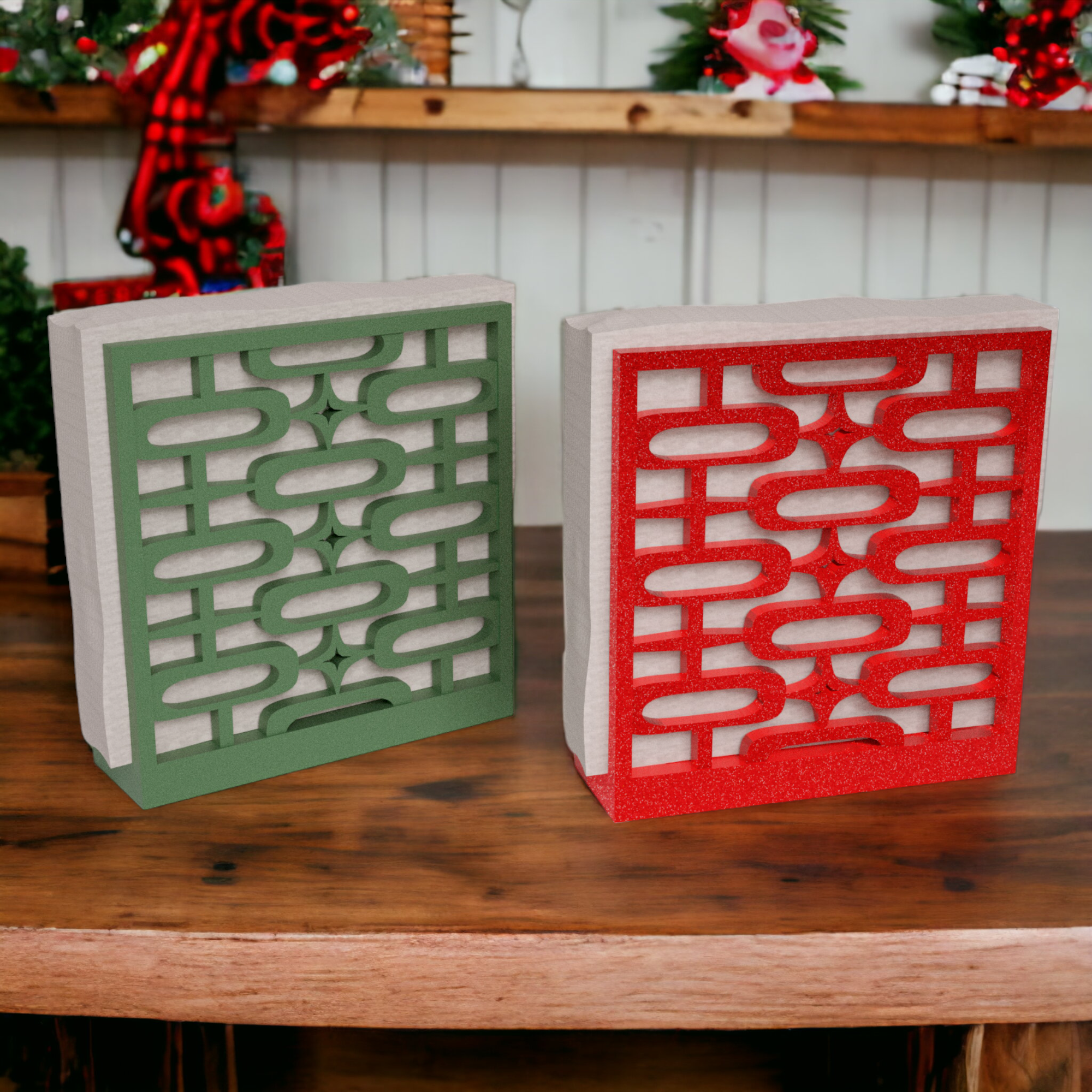 Retro Christmas Atomic Ovals Napkin Holder