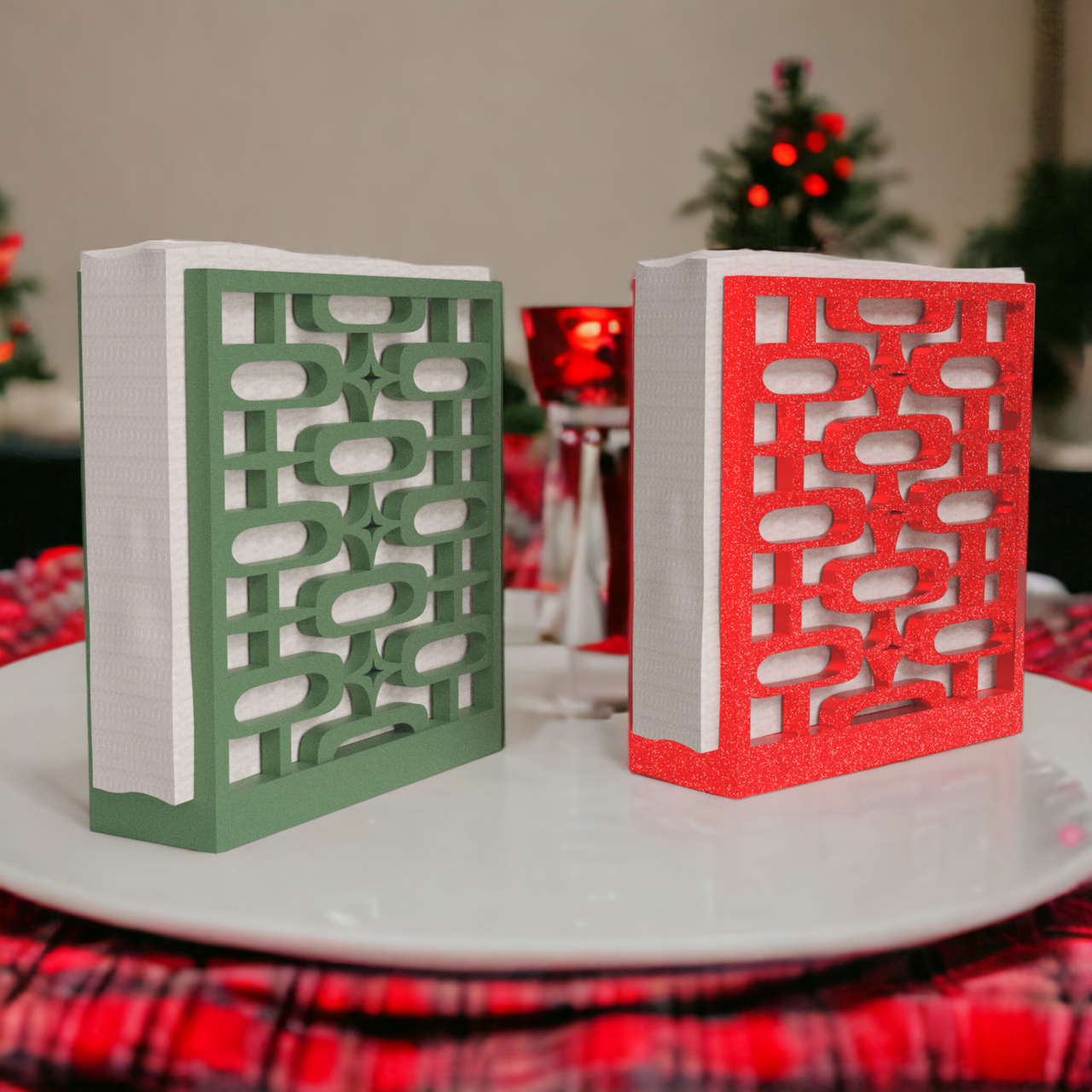 Retro Christmas Atomic Ovals Napkin Holder