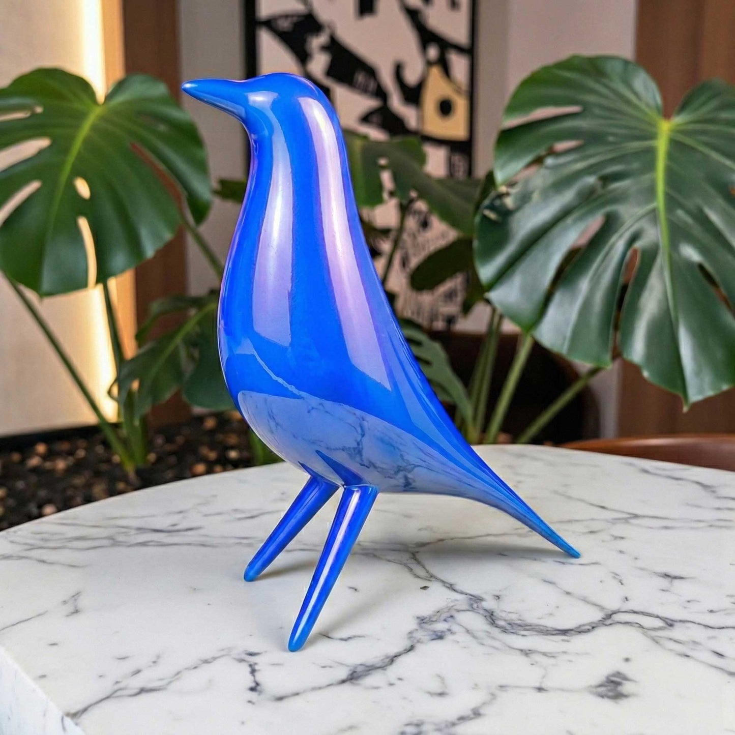 Mid Century Mondern Minimalist Bird Sculpture PlasmaGloss LIQUID COBALT Blue