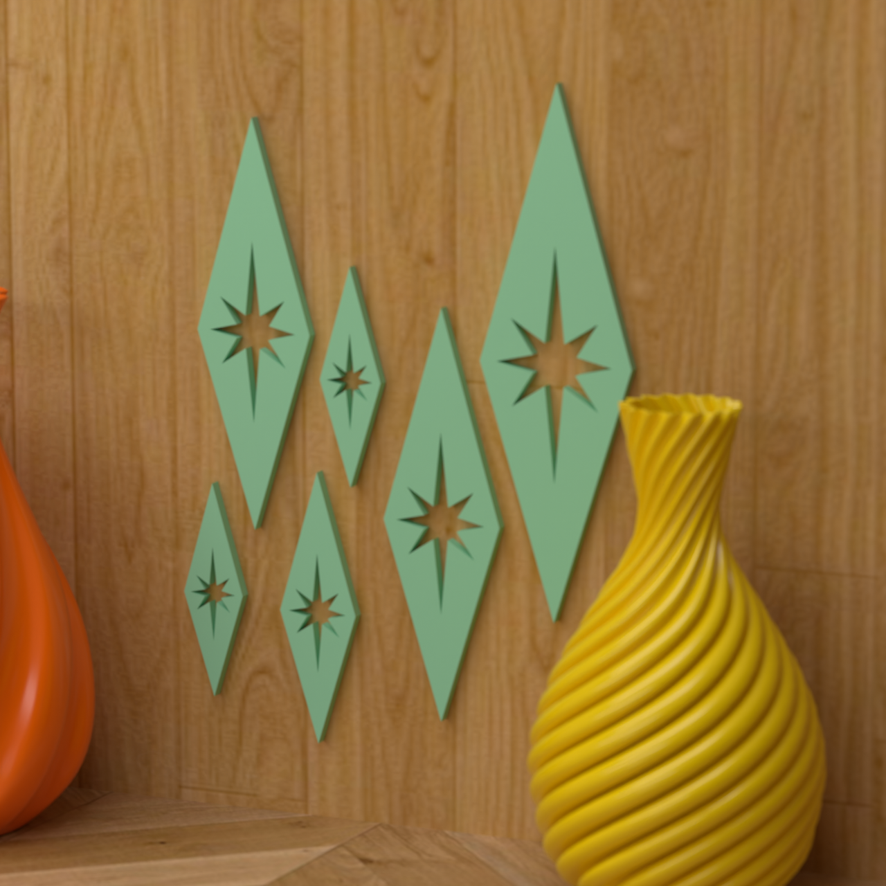 Mini Mid-Century Modern Diamonds Wall Decor Set of 6