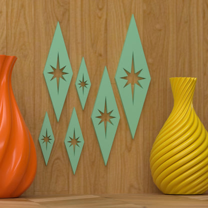 Mini Mid-Century Modern Diamonds Wall Decor Set of 6