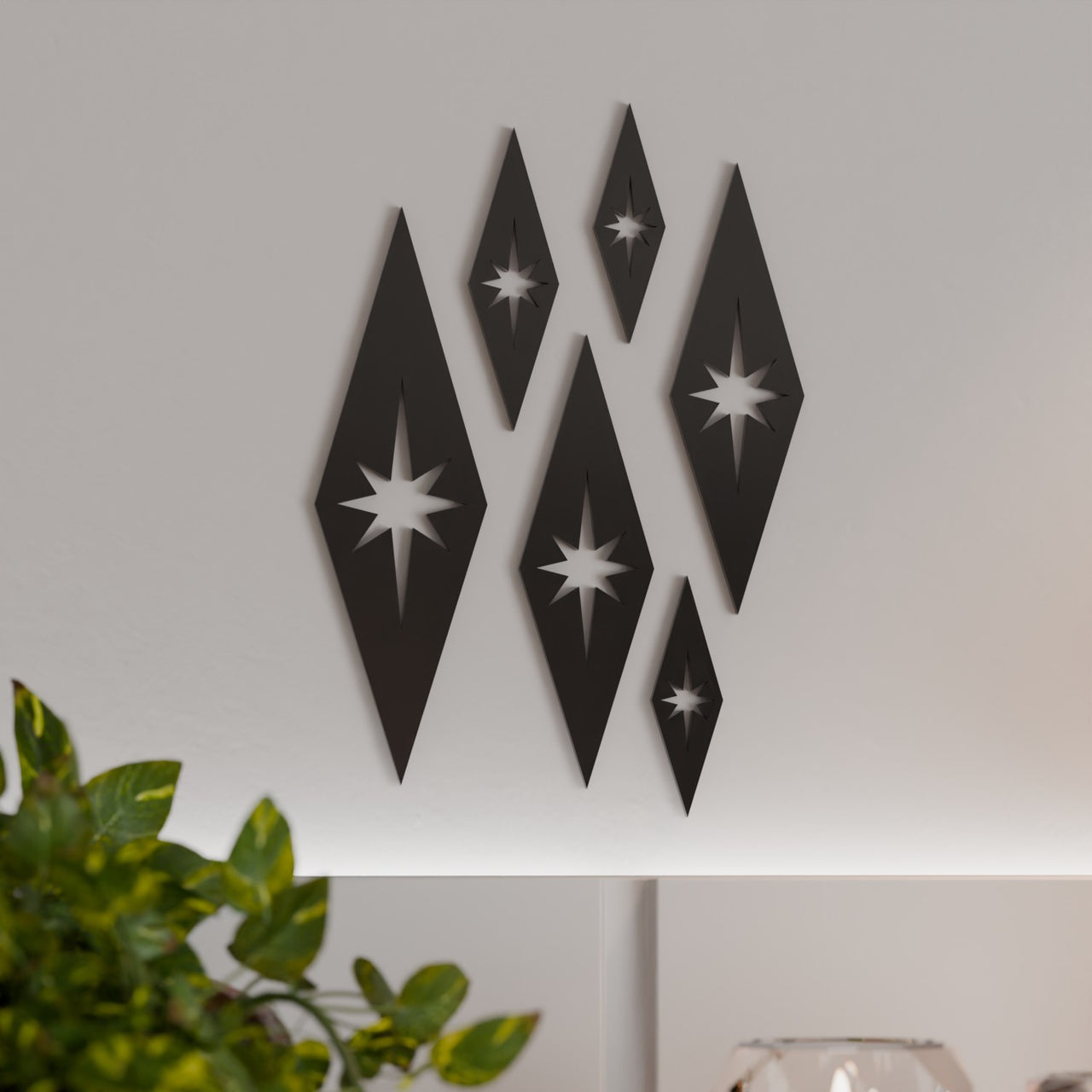 Mini Mid-Century Modern Diamonds Wall Decor Set of 6