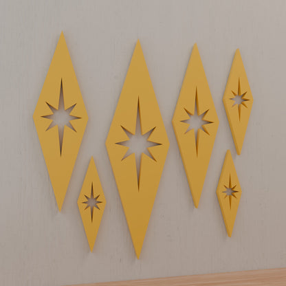 Mini Mid-Century Modern Diamonds Wall Decor Set of 6