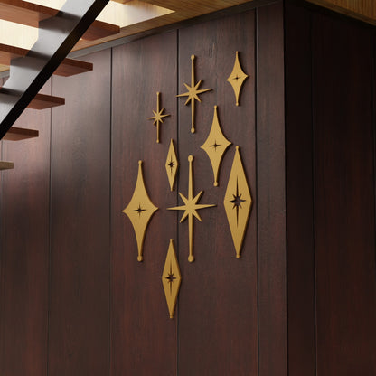 Mid Century Modern Atomic Starbursts Diamonds Wall Decor