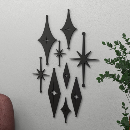 Mid Century Modern Atomic Starbursts Diamonds Wall Decor