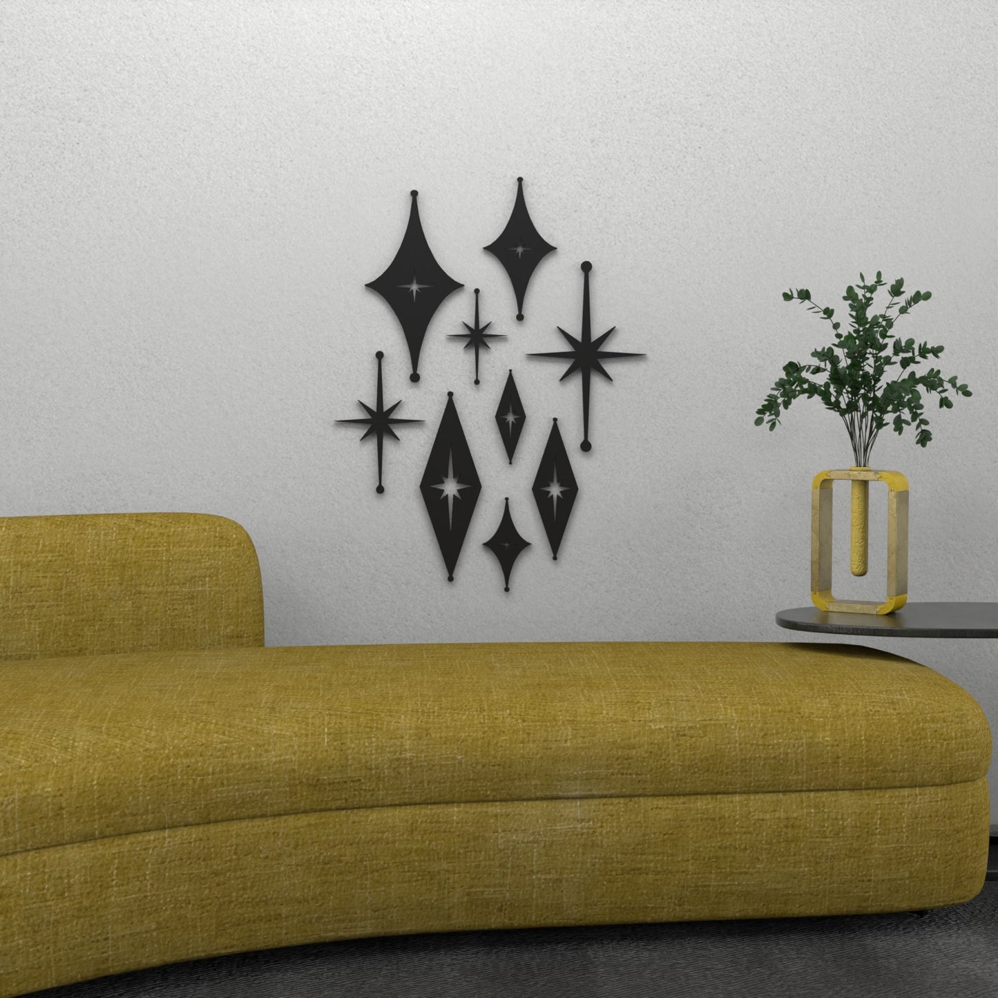 Mid Century Modern Atomic Starbursts Diamonds Wall Decor