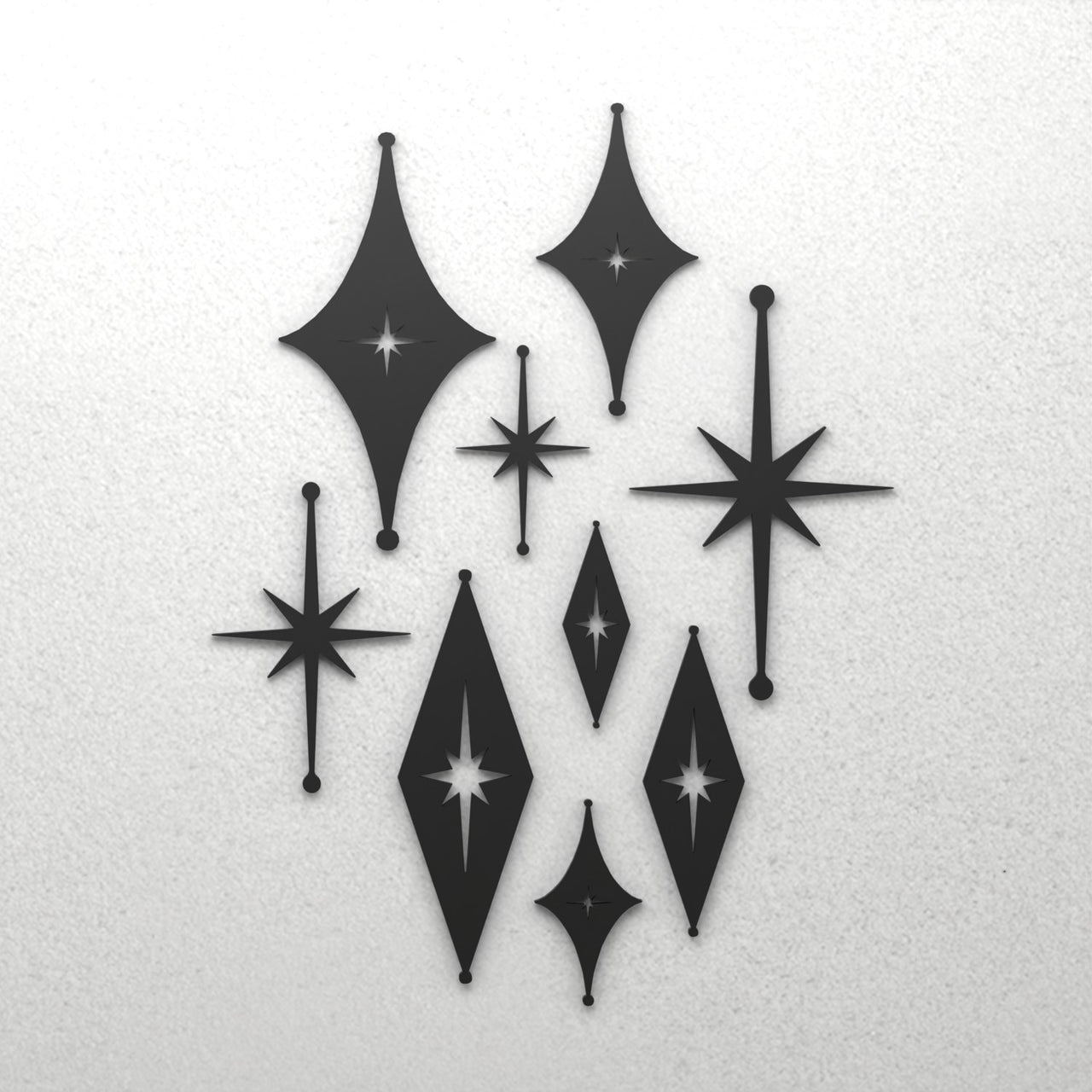 Mid Century Modern Atomic Starbursts Diamonds Wall Decor