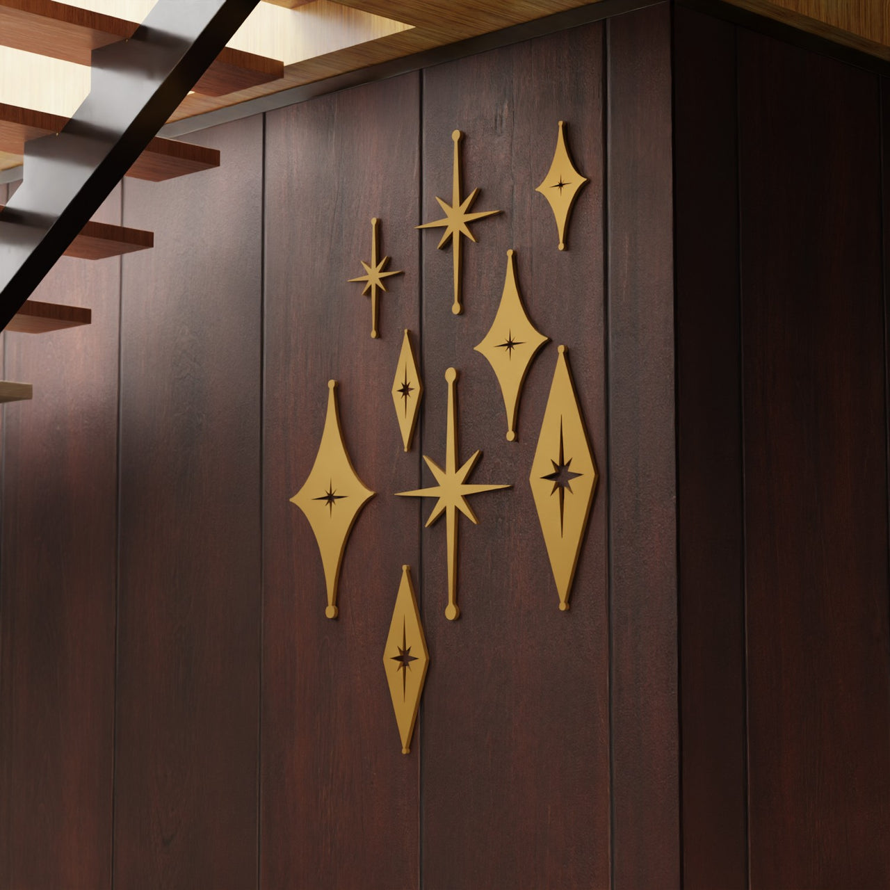 Mid Century Modern Atomic Starbursts Diamonds Wall Decor