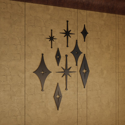 Mid Century Modern Atomic Starbursts Diamonds Wall Decor