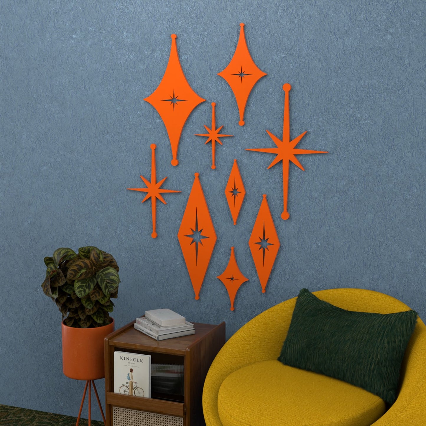 Mid Century Modern Atomic Starbursts Diamonds Wall Decor