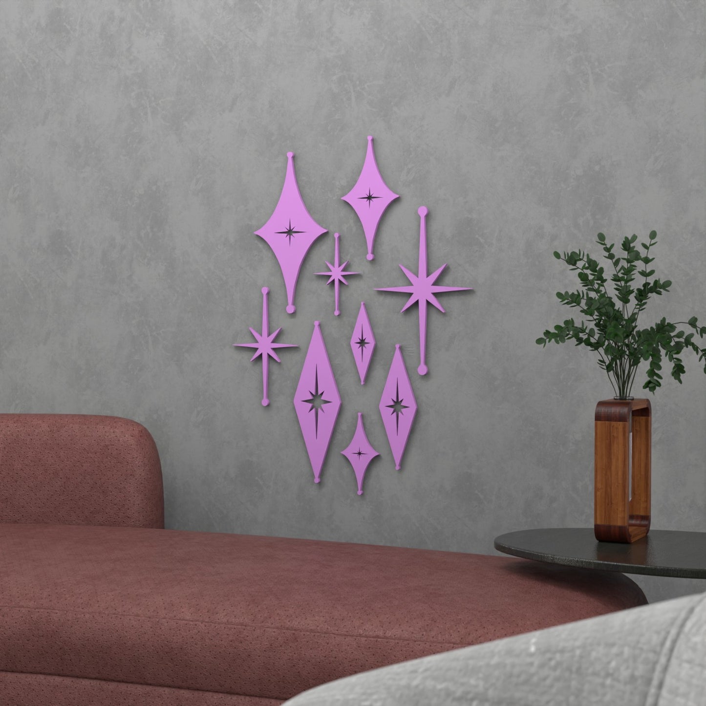 Mid Century Modern Atomic Starbursts Diamonds Wall Decor