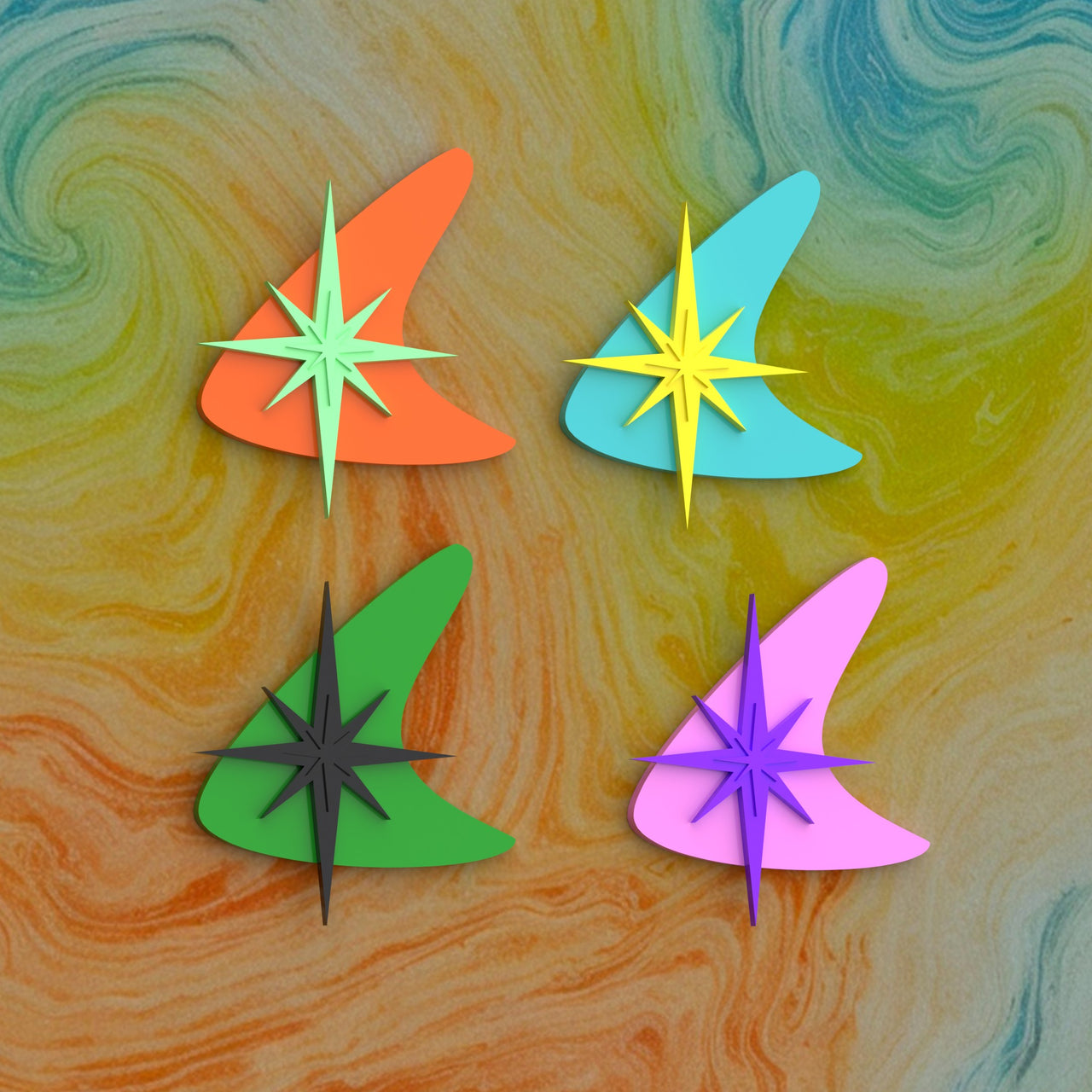 Atomic Boomerang Starburst Fridge Magnet