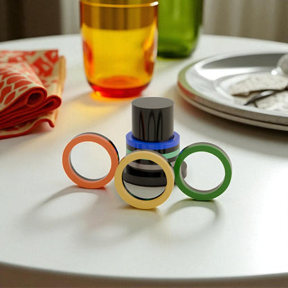 Groovy Retro 70s Style Napkin Ring Set with Holder