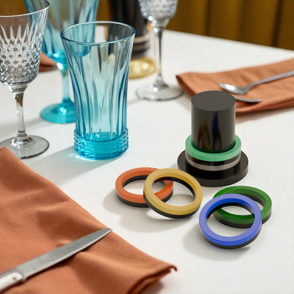 Groovy Retro 70s Style Napkin Ring Set with Holder