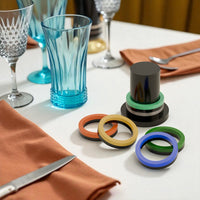 Groovy Retro 70s Style Napkin Ring Set with Holder