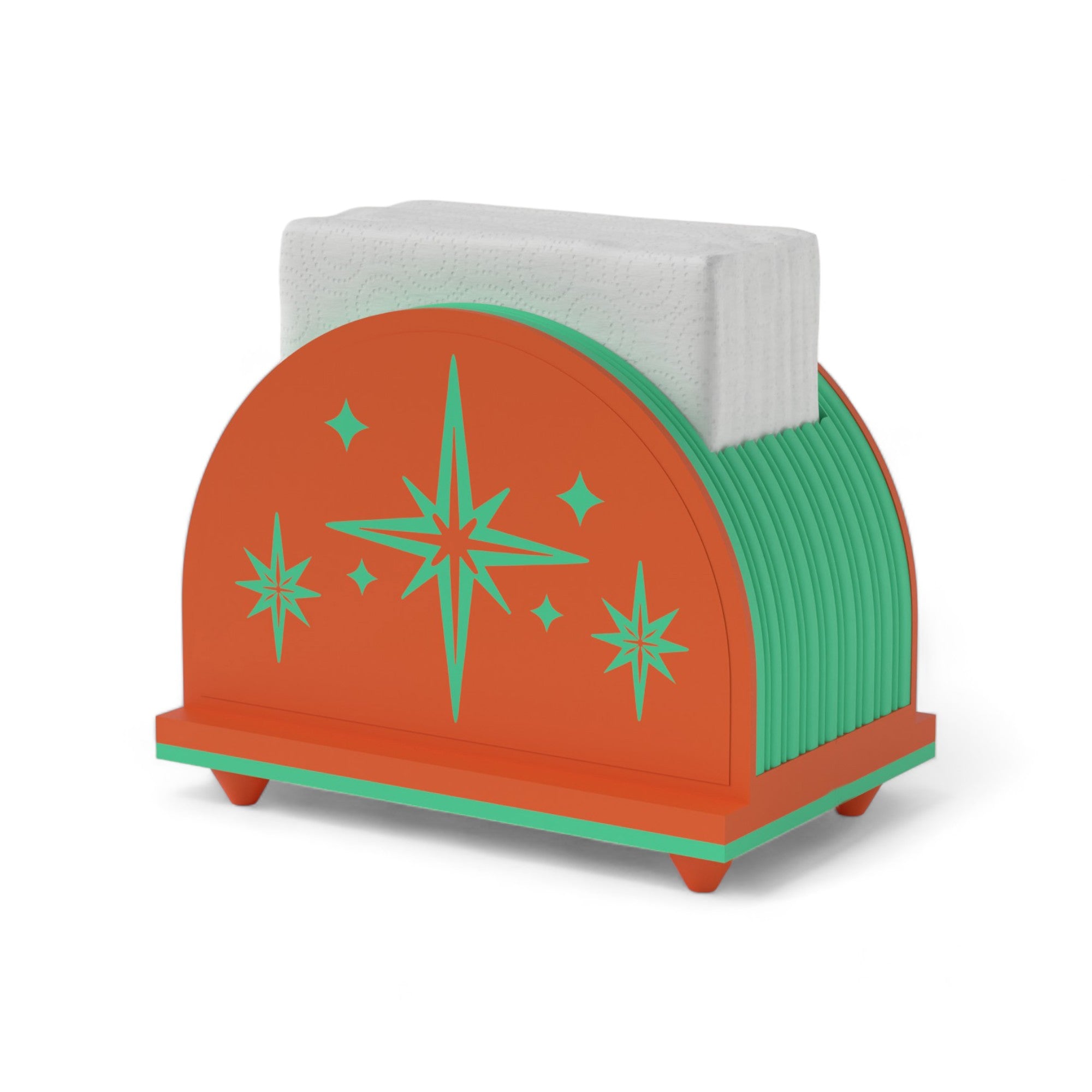 Mid Century Mod Arc Napkin Holder - Orange and Mint
