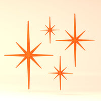 Mid Century Modern Elongated Starbursts Set of 4