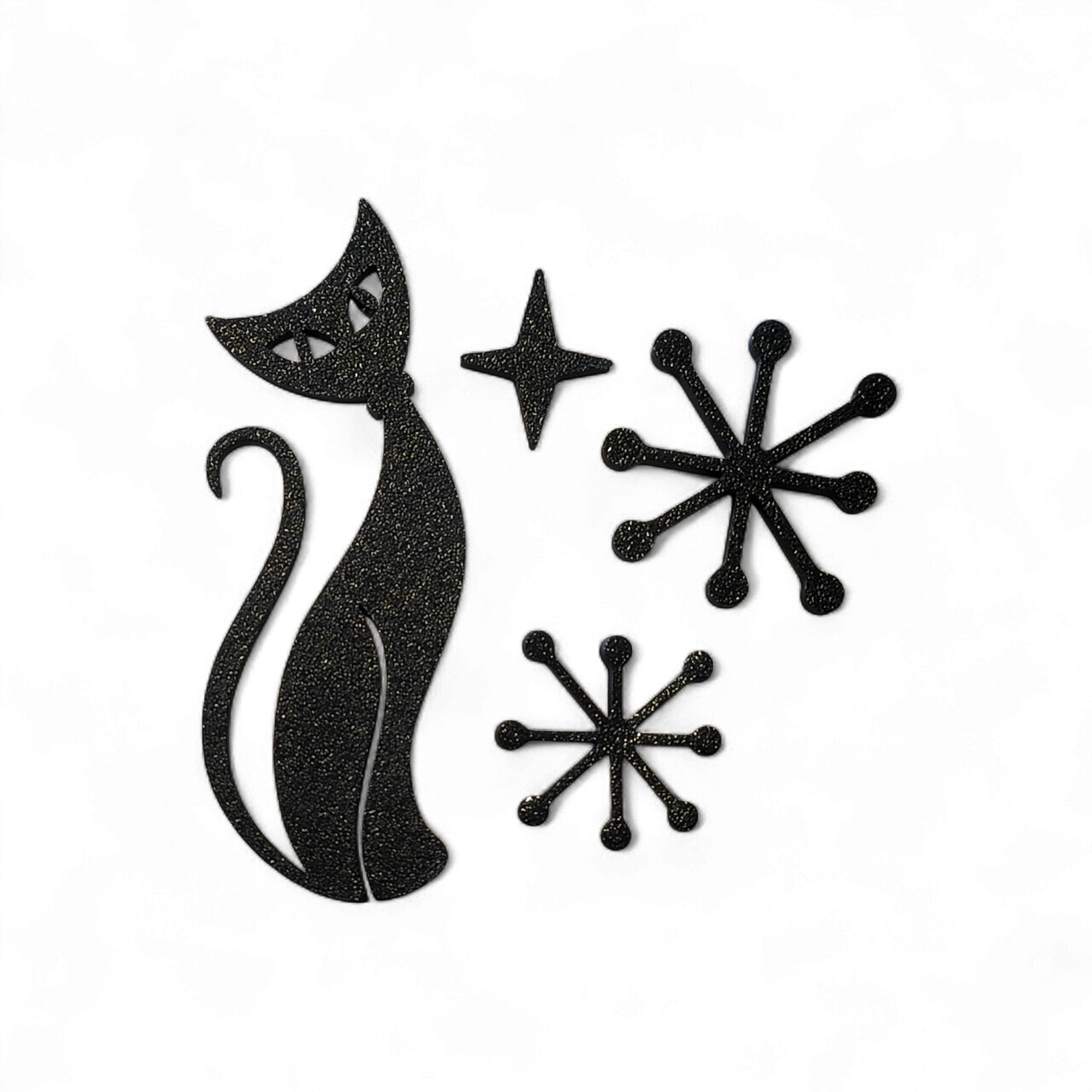 Midcentury Modern Vintage Style Atomic Cat Fridge Magnets