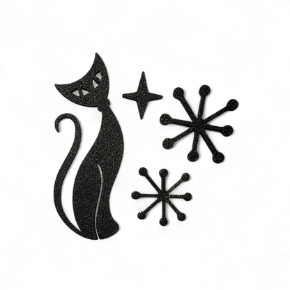 Midcentury Modern Vintage Style Atomic Cat Fridge Magnets