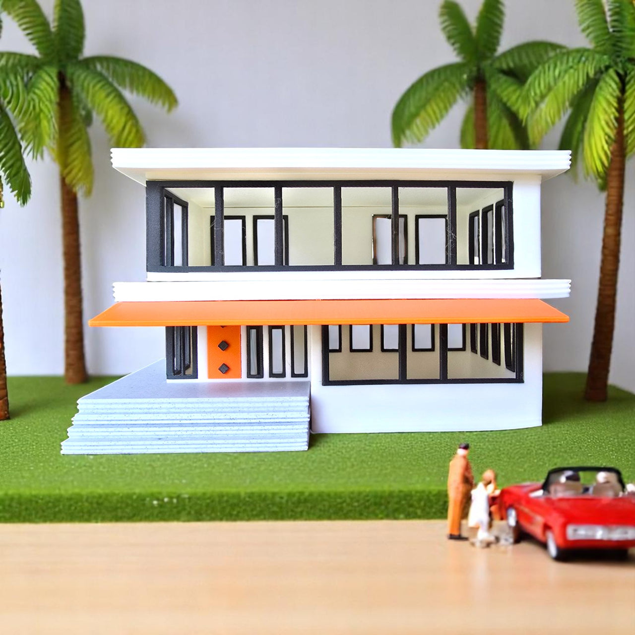 Miniature Mid Century Modern House The Palmetto Pad 1:87 Scale Palm Springs Inspired Model