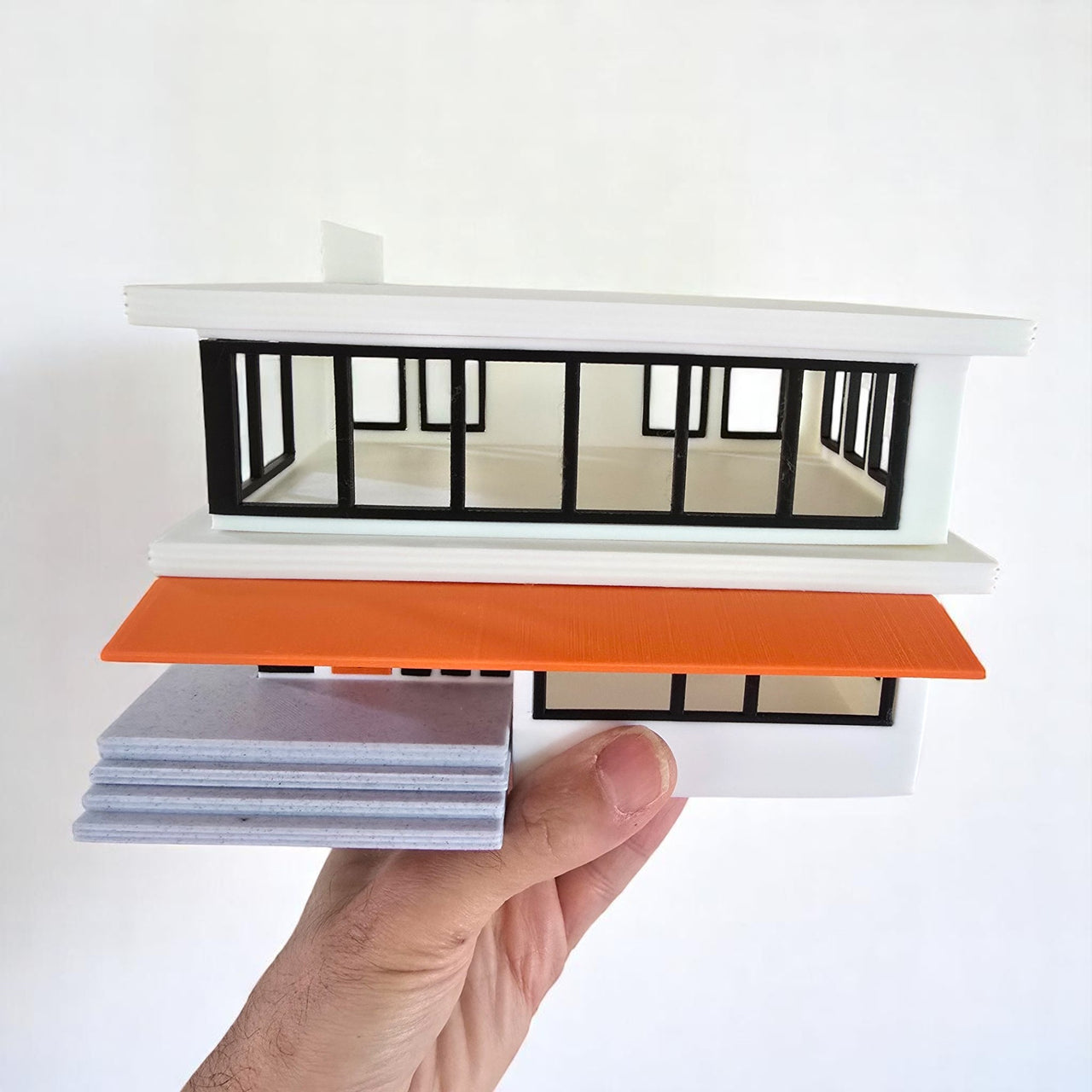 Miniature Mid Century Modern House The Palmetto Pad 1:87 Scale Palm Springs Inspired Model
