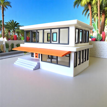Miniature Mid Century Modern House The Palmetto Pad 1:87 Scale Palm Springs Inspired Model