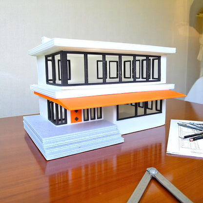 Miniature Mid Century Modern House The Palmetto Pad 1:87 Scale Palm Springs Inspired Model