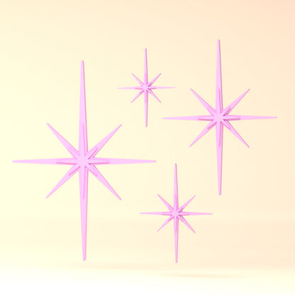 Mid Century Modern Elongated Starbursts Set of 4