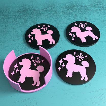 Retro Poodle Diner Style Coaster Set