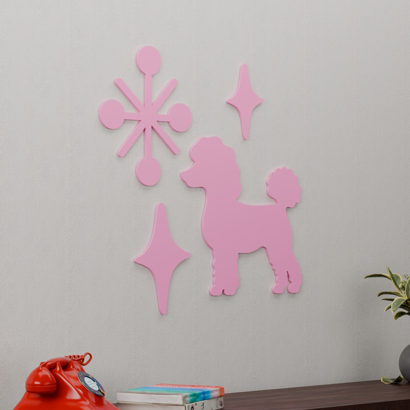 Mid Century Modern Retro Poodle Starburst Wall Decor