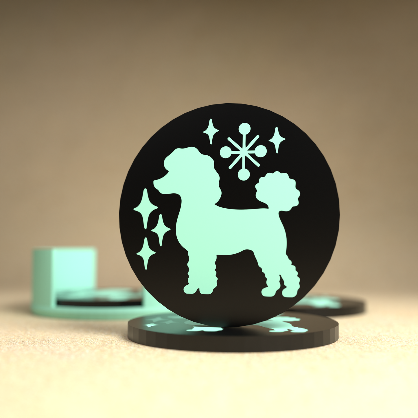 Retro Poodle Diner Style Coaster Set