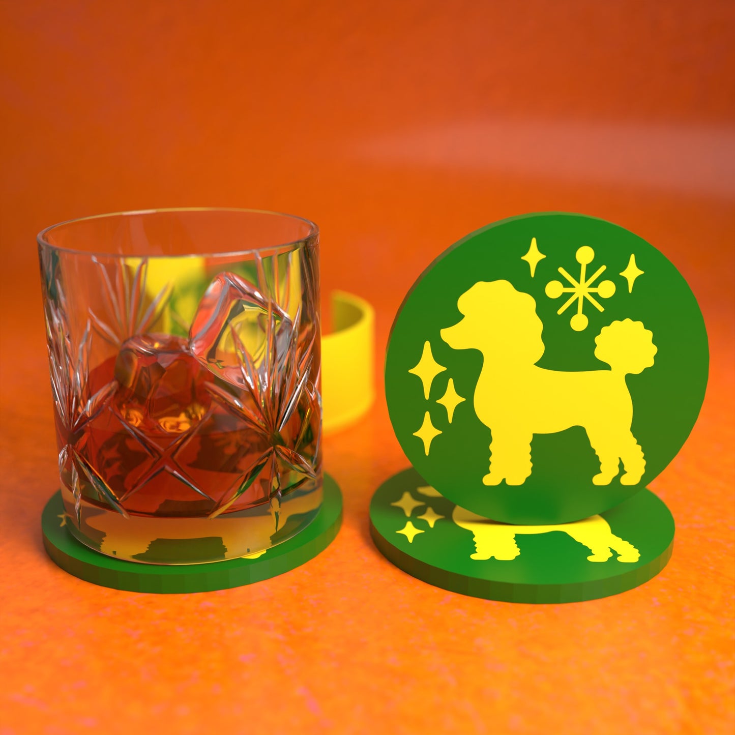 Retro Poodle Diner Style Coaster Set