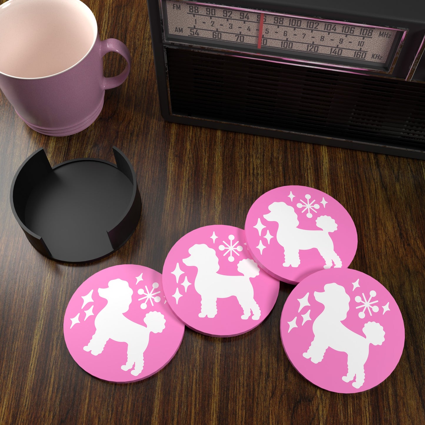 Retro Poodle Diner Style Coaster Set
