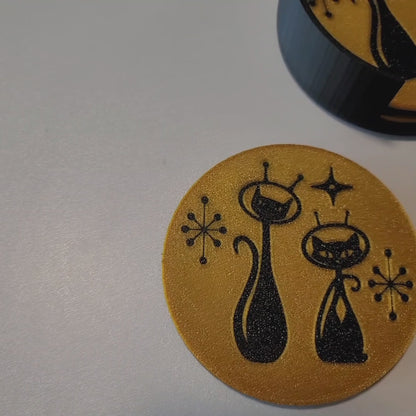 Retro Space Cats Coaster Set