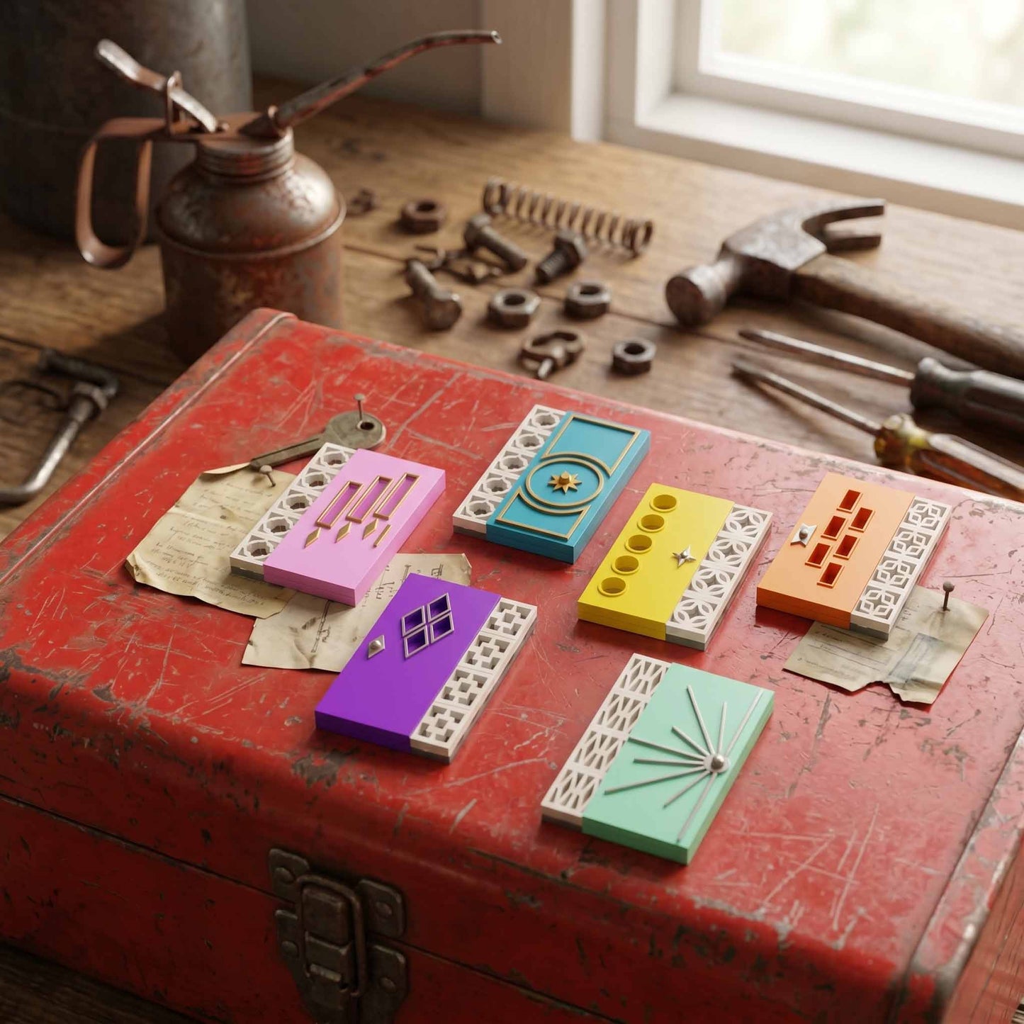 Mid Century Modern Doors Refrigerator Magnets