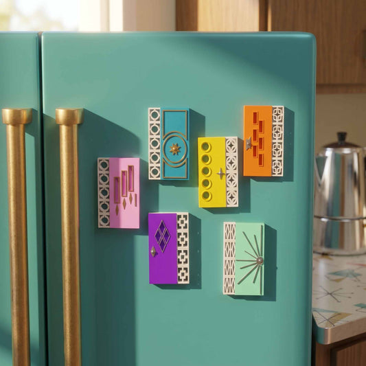 Mid Century Modern Doors Refrigerator Magnets
