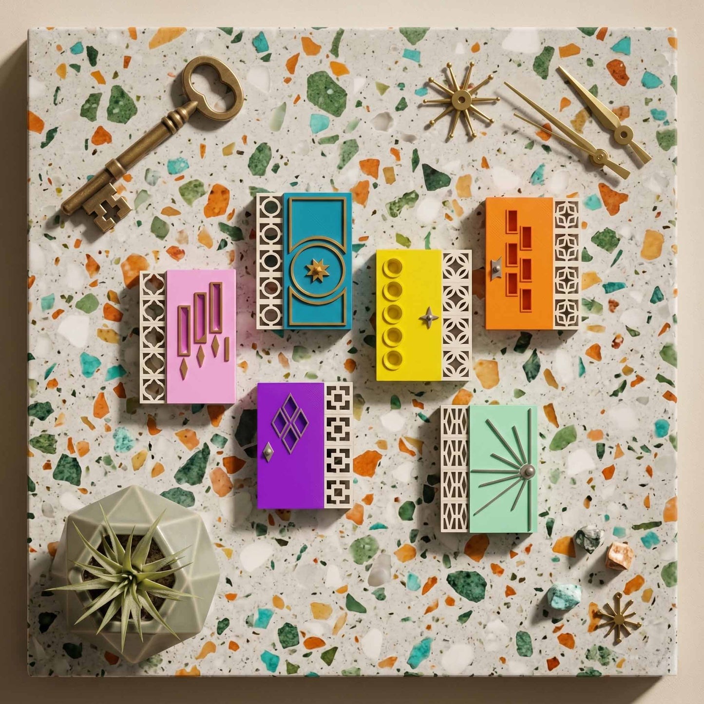 Mid Century Modern Doors Refrigerator Magnets